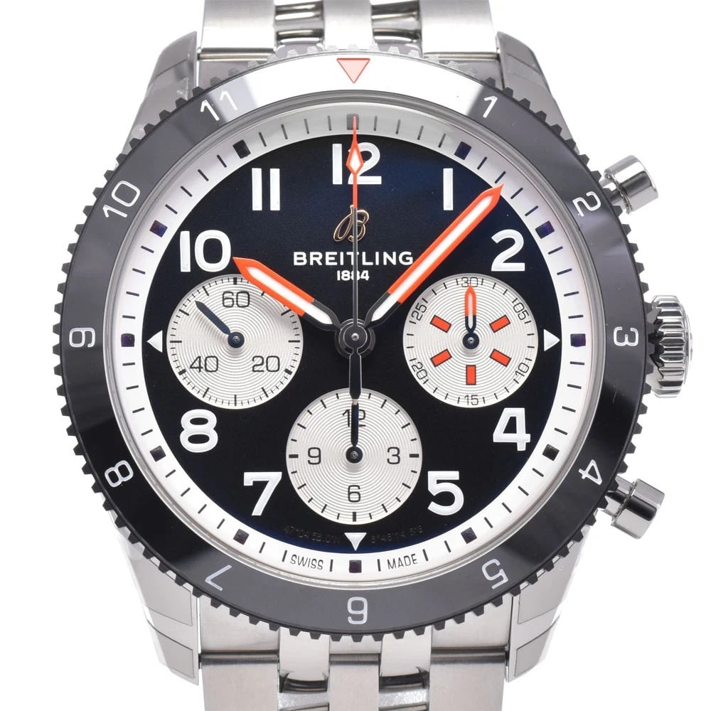 BREITLING CLASSIC AVI CHRONOGRAPH 42 MOSQUITO WATCH: Breitling Classic Avi Chronograph 42 Mosquito Watch Brand: BREITLING Type/Style: Wristwatch Material: Band Material Stainless Steel, Case Material Stainless Steel / ceramic Color: Case Color Silver, B
