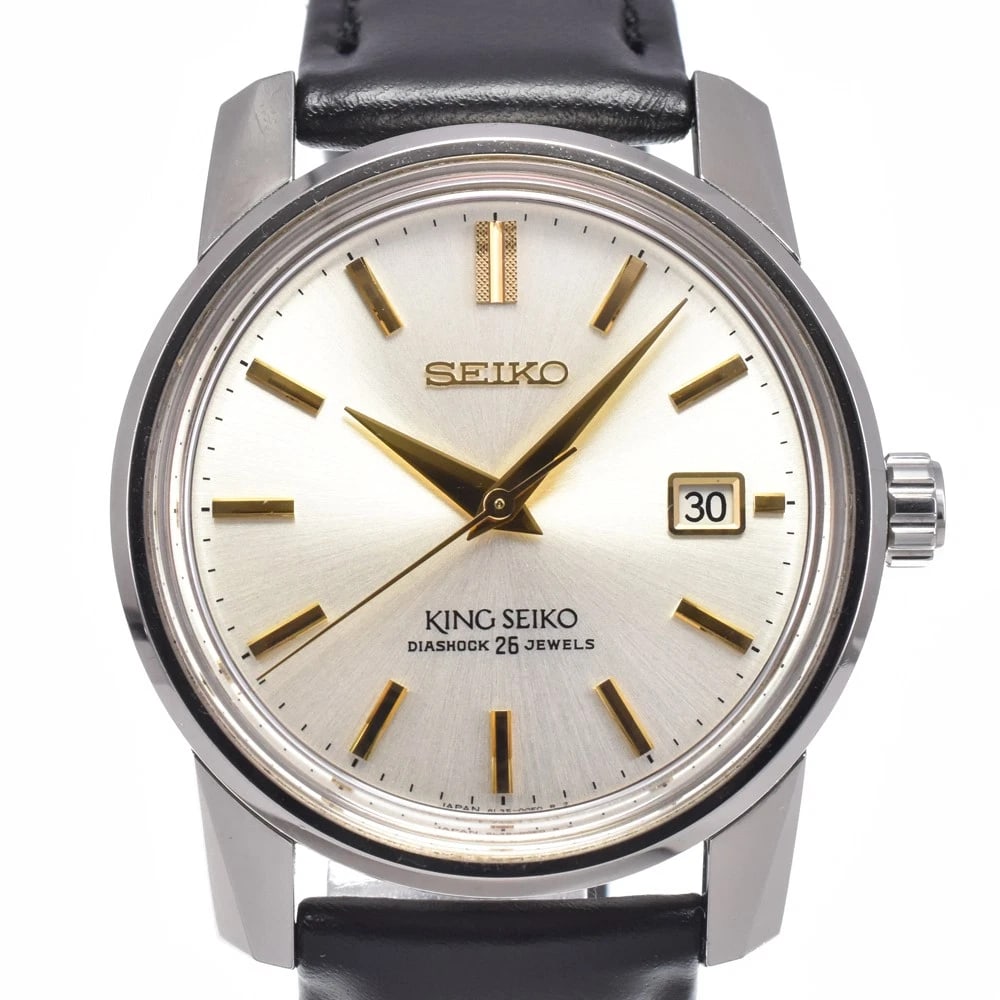 SEIKO KING SEIKO SILVER DIAL AUTOMATIC WATCH: Seiko King Seiko Silver Dial Automatic Watch Brand: SEIKO Type/Style: Wristwatch Material: Band Material leather, Case Material Stainless Steel Color: Case Color Silver, Band Color black, Dial Color S