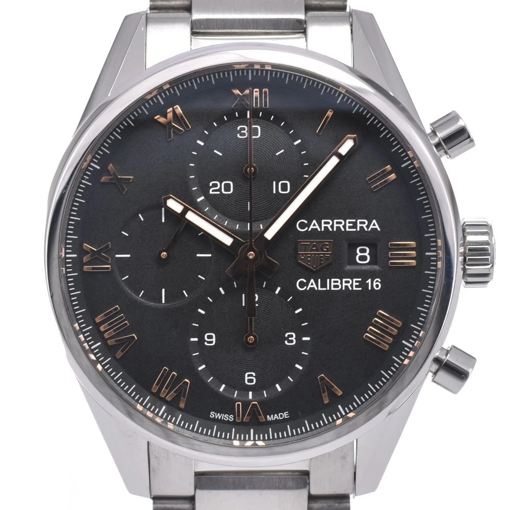 TAG HEUER CARRERA CALIBER WATCH: Tag Heuer Carrera Caliber Watch Brand: TAG HEUER Type/Style: Wristwatch Material: Band Material Stainless Steel, Case Material Stainless Steel Color: Case Color Silver, Band Color Silver, Dial Color