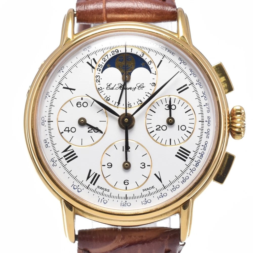 TAG HEUER EDWARD HEUER WHITE DIAL HAND WINDING WATCH: Tag Heuer Edward Heuer White Dial Hand Winding Watch Brand: TAG HEUER Type/Style: Wristwatch Material: Band Material leather, Case Material Gold Plated Color: Case Color gold, Band Color Brown, Dial