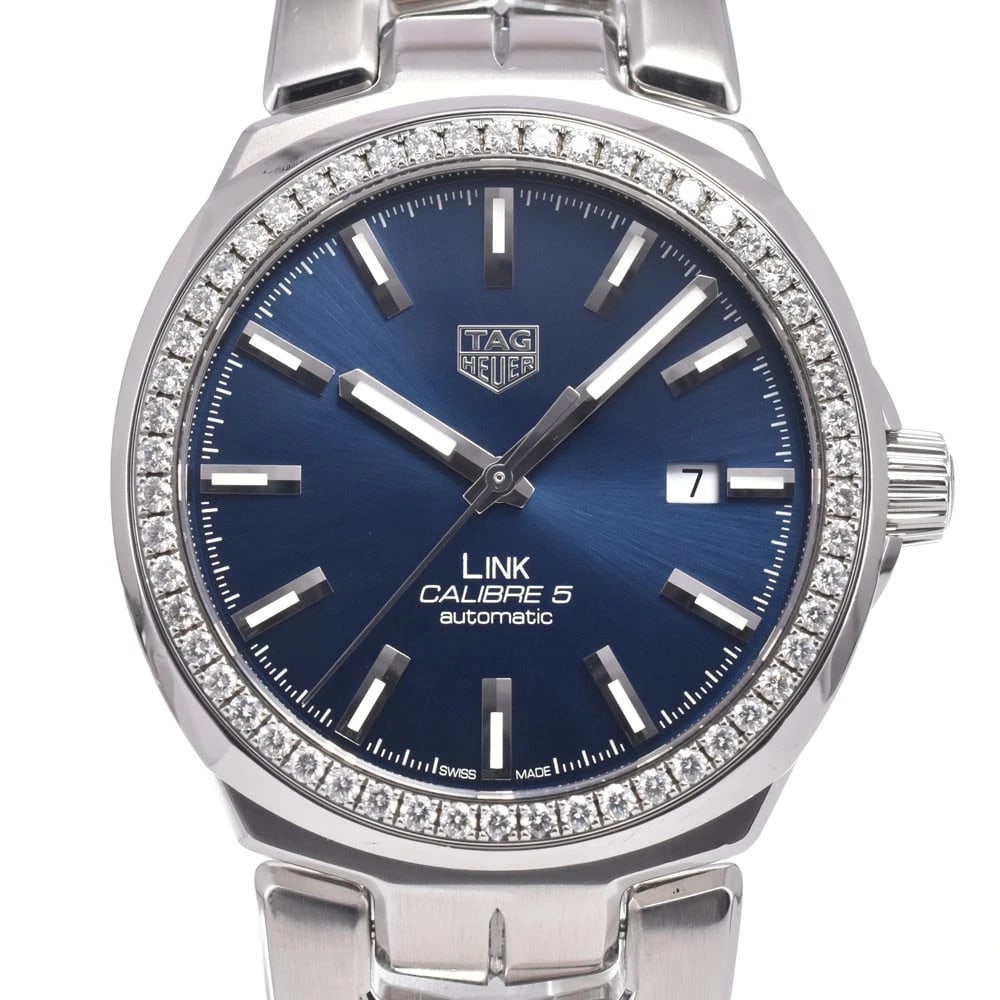 TAG HEUER LINK CALIBER DIAMOND BEZEL WATCH: Tag Heuer Link Caliber Diamond Bezel Watch Brand: TAG HEUER Type/Style: Wristwatch Material: Band Material Stainless Steel, Case Material Stainless Steel Color: Case Color Silver, Band Color Silver,