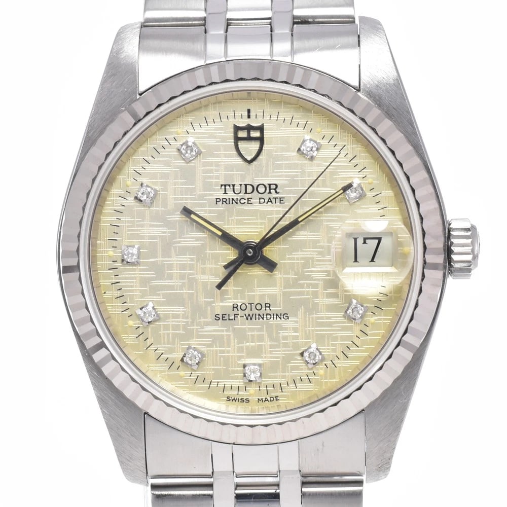 TUDOR PRINCE DATE WG BEZEL 10P DIAMONDS AUTOMATIC WATCH: Tudor Prince Date Wg Bezel 10P Diamonds Automatic Watch Brand: TUDOR Type/Style: Wristwatch Material: Band Material Stainless Steel, Case Material Stainless Steel Color: Case Color Silver, Band Color