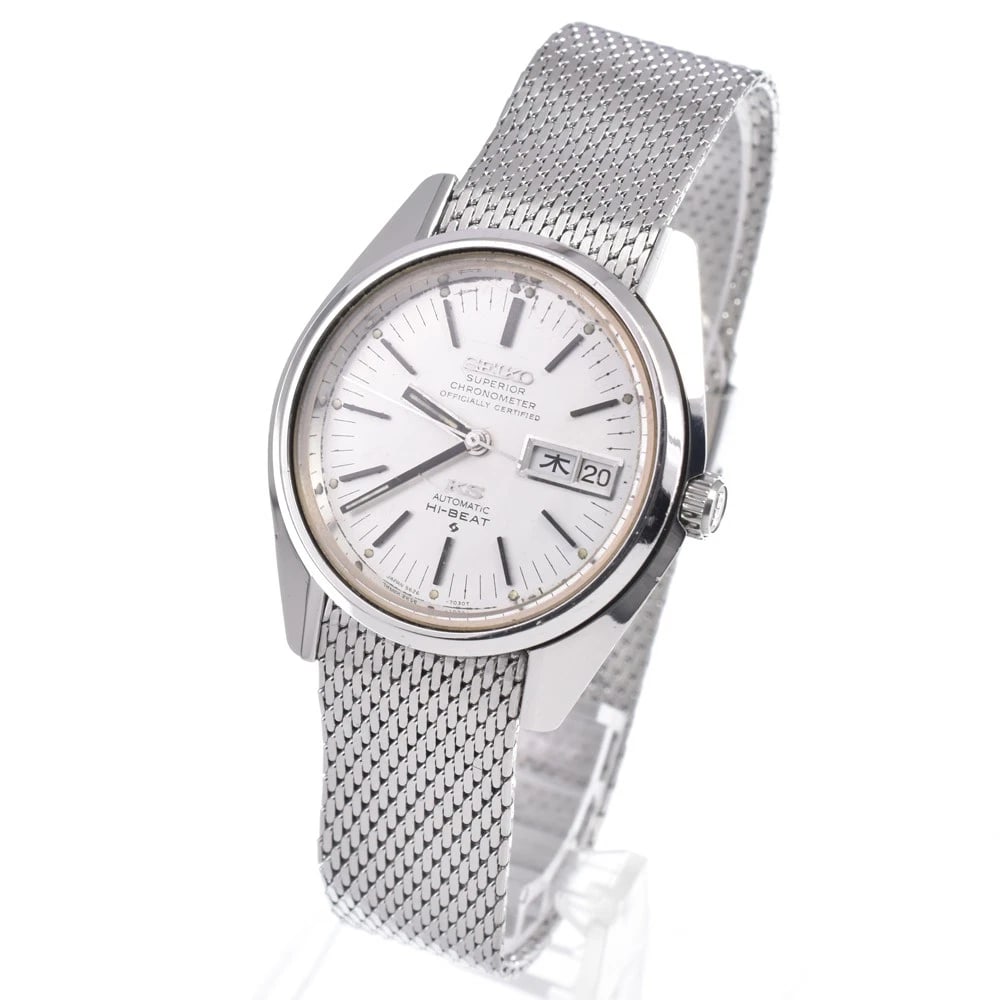 SEIKO KING SEIKO HIGH BEAT AUTOMATIC WATCH: Seiko King Seiko High Beat Automatic Watch Brand: SEIKO Type/Style: Wristwatch Material: Band Material Stainless Steel, Case Material Stainless Steel Color: Case Color Silver, Band Color Silver, Dial