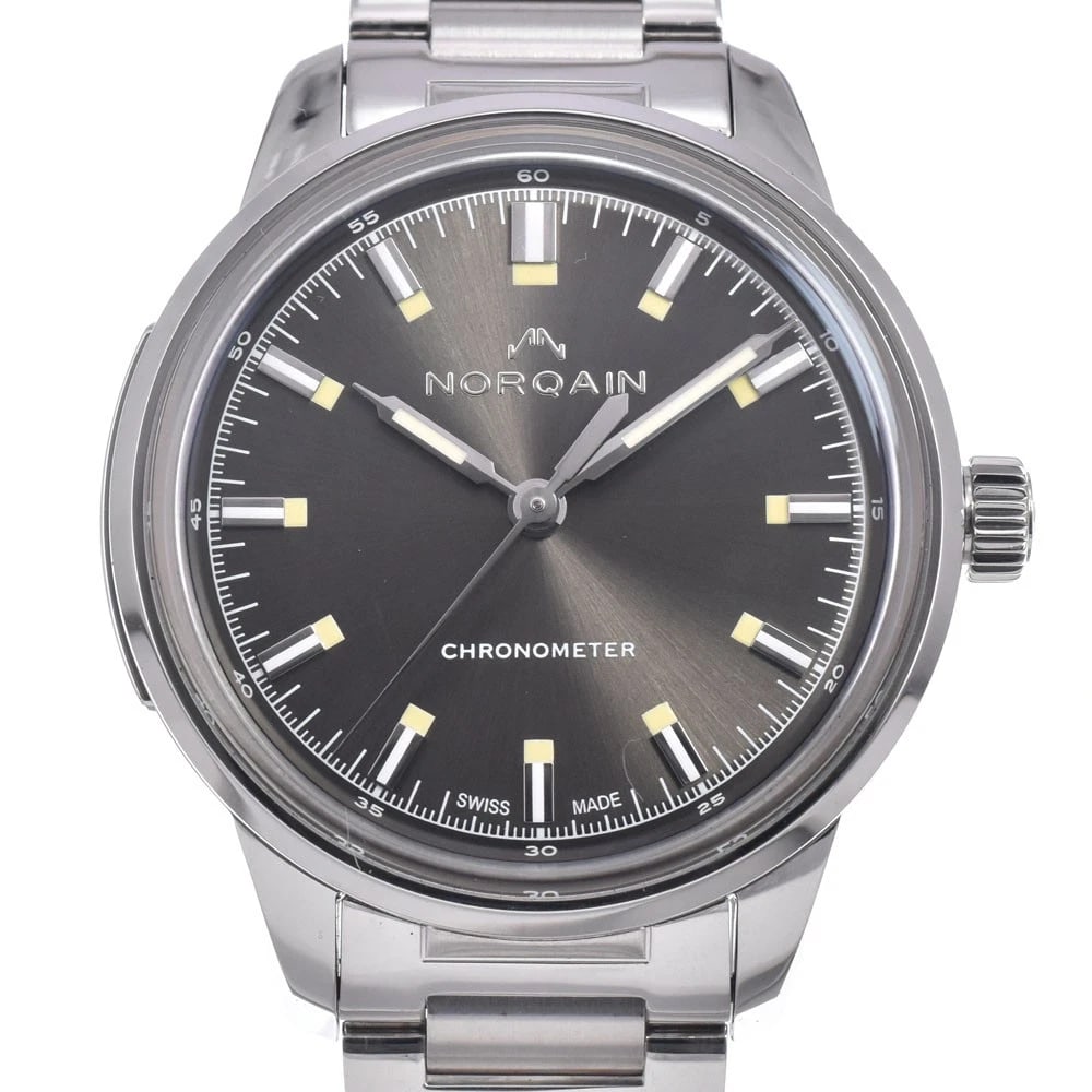 NORQAIN FREEDOM AUTOMATIC WATCH: Norqain Freedom Automatic Watch Brand: NORQAIN Type/Style: Wristwatch Material: Band Material Stainless Steel, Case Material Stainless Steel Color: Case Color Silver, Band Color Silver, Dial Color