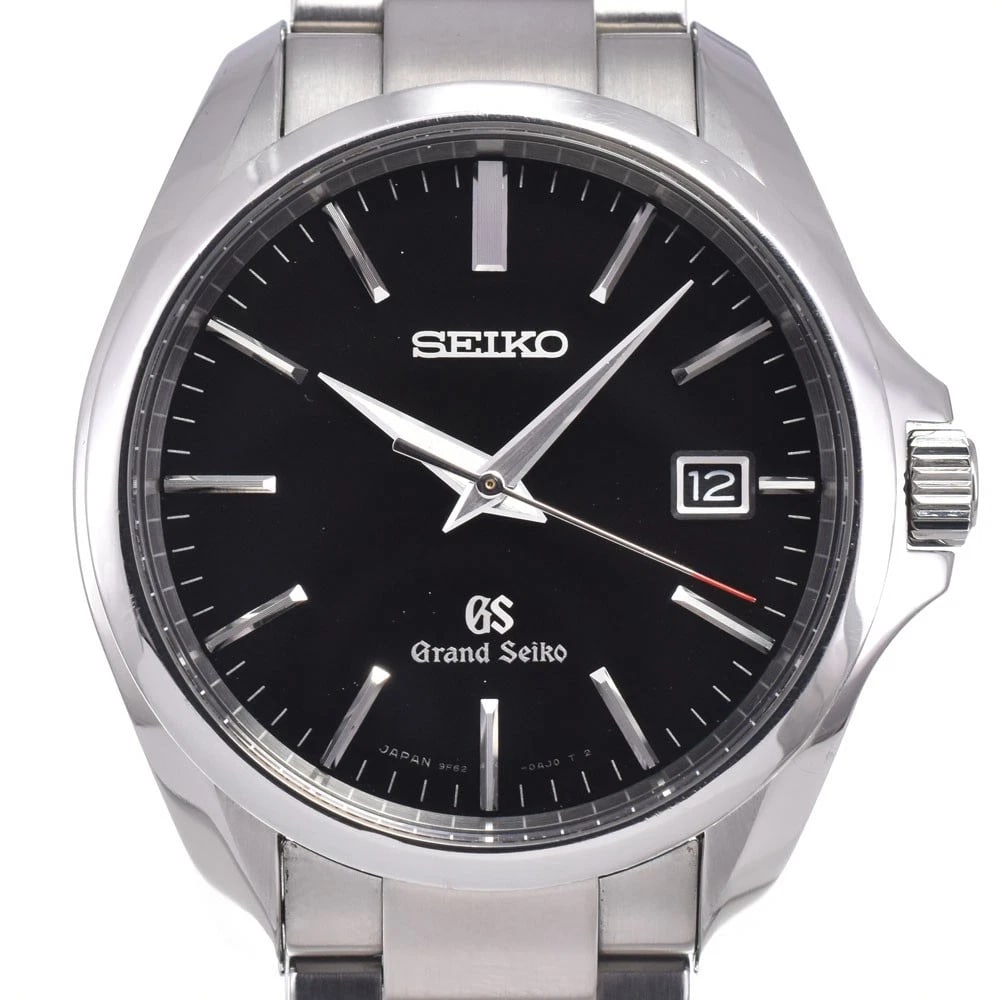 SEIKO GRAND SEIKO DATE BLACK DIAL QUARTZ WATCH: Seiko Grand Seiko Date Black Dial Quartz Watch Brand: SEIKO Type/Style: Wristwatch Material: Band Material Stainless Steel, Case Material Stainless Steel Color: Case Color Silver, Band Color Silver, D