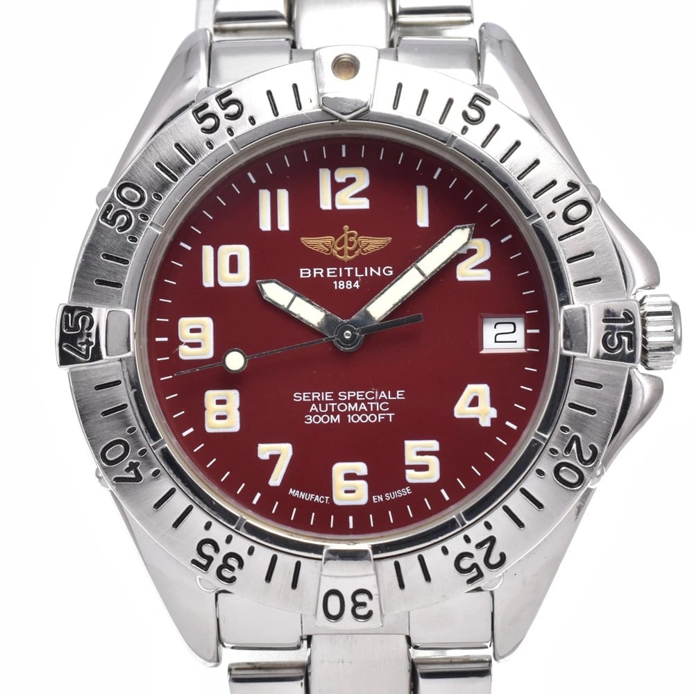 BREITLING COLT OCEAN DATE BORDEAUX DIAL AUTOMATIC WATCH: Breitling Colt Ocean Date Bordeaux Dial Automatic Watch Brand: BREITLING Type/Style: Wristwatch Material: Band Material Stainless Steel, Case Material Stainless Steel Color: Case Color Silver, Band