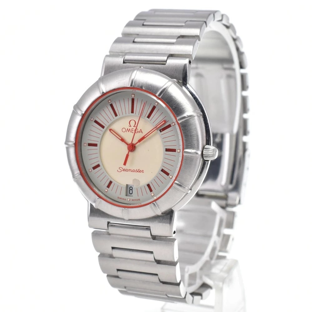 OMEGA SEAMASTER DYNAMIC QUARTZ WATCH: Omega Seamaster Dynamic Quartz Watch Brand: OMEGA Type/Style: Wristwatch Material: Band Material Stainless Steel, Case Material Stainless Steel Color: Case Color Silver, Band Color Silver, Dial Color 