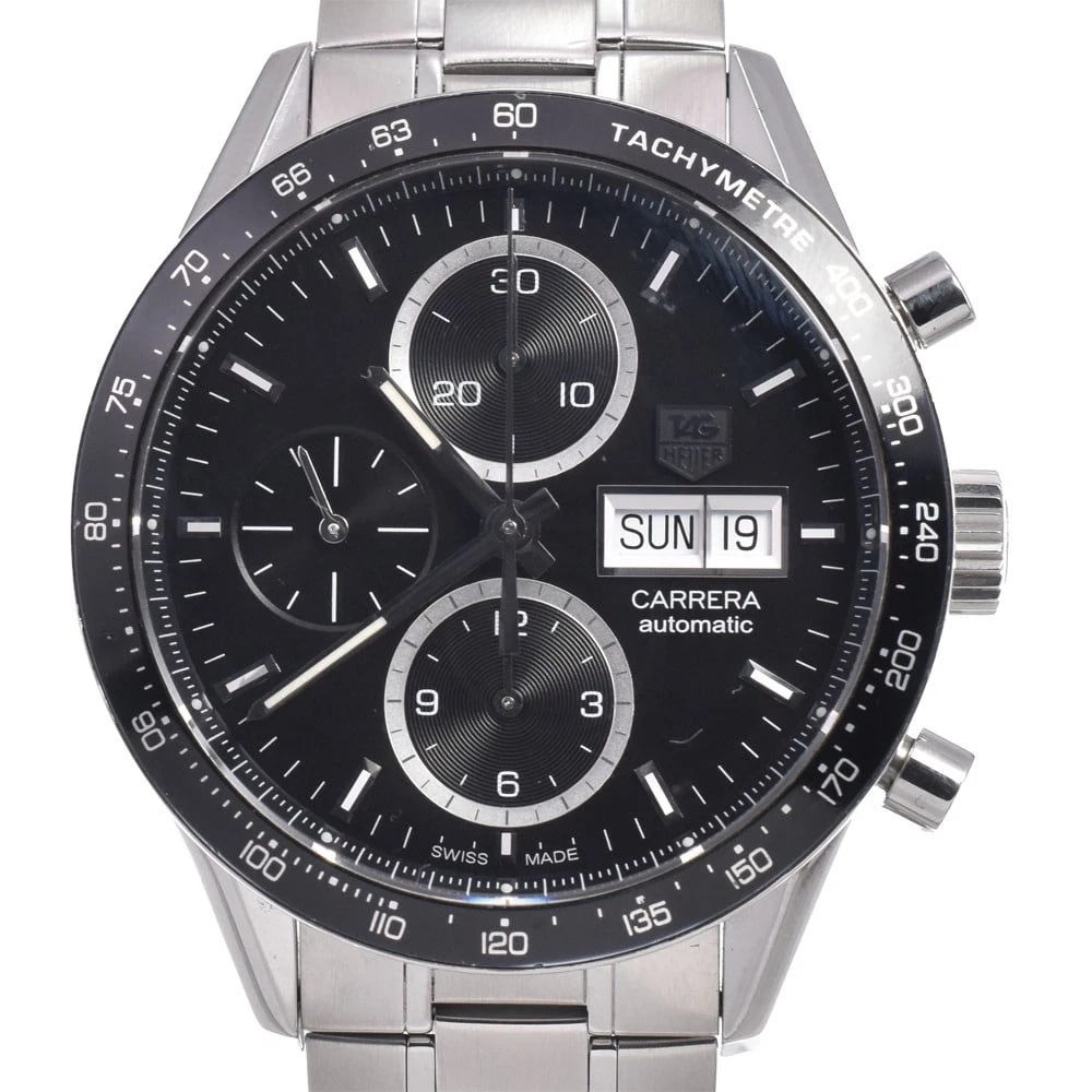 TAG HEUER CARRERA CHRONOGRAPH DAY DATE AUTOMATIC WATCH: Tag Heuer Carrera Chronograph Day Date Automatic Watch Brand: TAG HEUER Type/Style: Wristwatch Material: Band Material Stainless Steel, Case Material Stainless Steel Color: Case Color Silver, Band Col