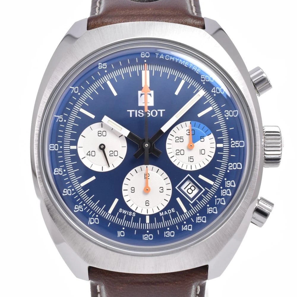 TISSOT HERITAGE CHRONOGRAPH BLUE DIAL AUTOMATIC WATCH: Tissot Heritage Chronograph Blue Dial Automatic Watch Brand: TISSOT Type/Style: Wristwatch Material: Band Material leather, Case Material Stainless Steel Color: Case Color Silver, Band Color Brown, Di