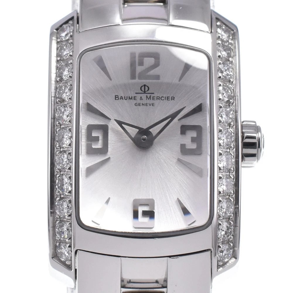 BAUME & MERCIER HAMPTON DIAMOND BEZEL LADIES WATCH: Baume & Mercier Hampton Diamond Bezel Ladies Watch Brand: Baume & Mercier Type/Style: Wristwatch Material: Band Material Stainless Steel, Case Material Stainless Steel Color: Case Color Silver, Band