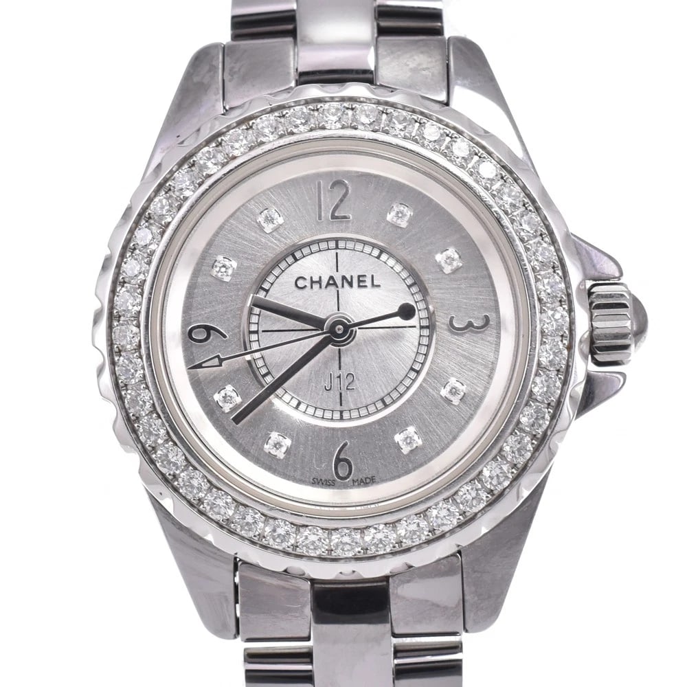 CHANEL DIAMOND SILVER DIAL QUARTZ LADIES WATCH: Chanel Diamond Silver Dial Quartz Ladies Watch Brand: CHANEL Type/Style: Wristwatch Material: Band Material Titanium ceramic, Case Material Titanium ceramic Color: Case Color gray, Band Color gray, Di