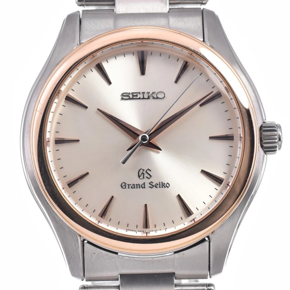 SEIKO GRAND SEIKO K18PG BEZEL SILVER DIAL QUARTZ WATCH: Seiko Grand Seiko K18Pg Bezel Silver Dial Quartz Watch Brand: SEIKO Type/Style: Wristwatch Material: Band Material Stainless Steel, Case Material Stainless Steel/K18PG Color: Case Color Silver / Pink