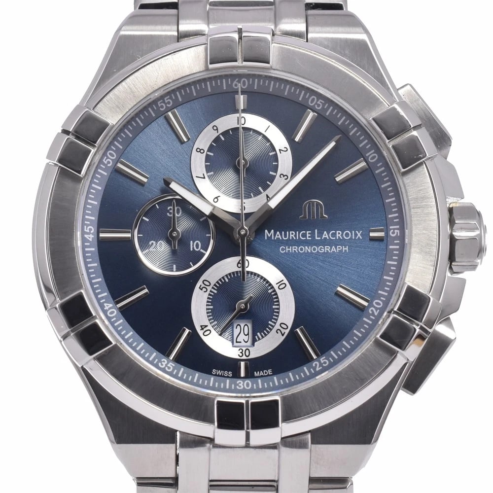 MAURICE LACROIX ICON BLUE DIAL QUARTZ WATCH: Maurice Lacroix Icon Blue Dial Quartz Watch Brand: MAURICE LACROIX Type/Style: Wristwatch Material: Band Material Stainless Steel, Case Material Stainless Steel Color: Case Color Silver, Band Color