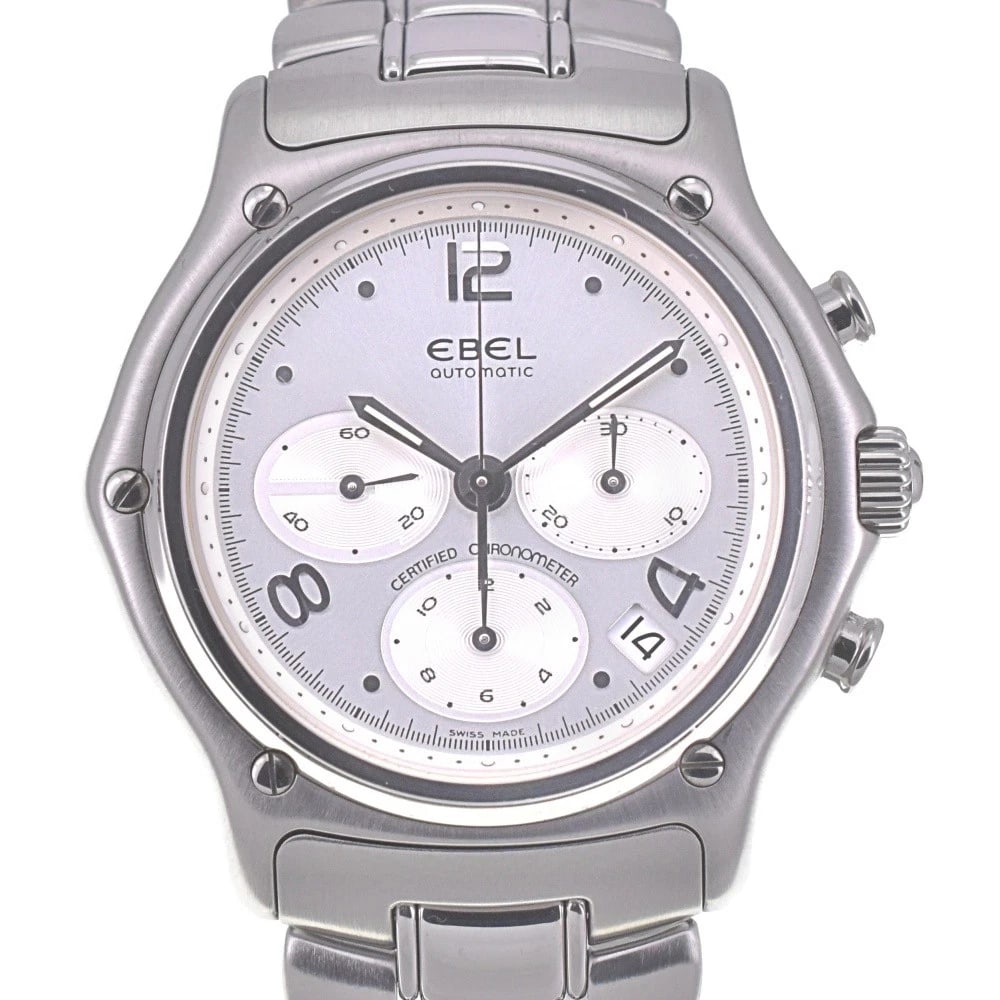 EBEL MODULOR CHRONOGRAPH DATE WATCH: Ebel Modulor Chronograph Date Watch Brand: EBEL Type/Style: Wristwatch Material: Band Material Stainless Steel, Case Material Stainless Steel Color: Case Color Silver, Band Color Silver, Dial Color Si