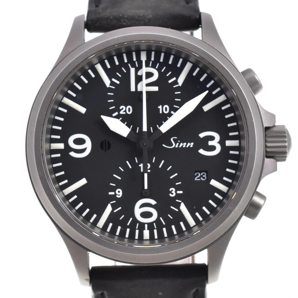 SINN CHRONOGRAPH BLACK DIAL AUTOMATIC WATCH: Sinn Chronograph Black Dial Automatic Watch Brand: Sinn Type/Style: Wristwatch Material: Band Material leather, Case Material Stainless Steel Color: Case Color Silver, Band Color black, Dial Color