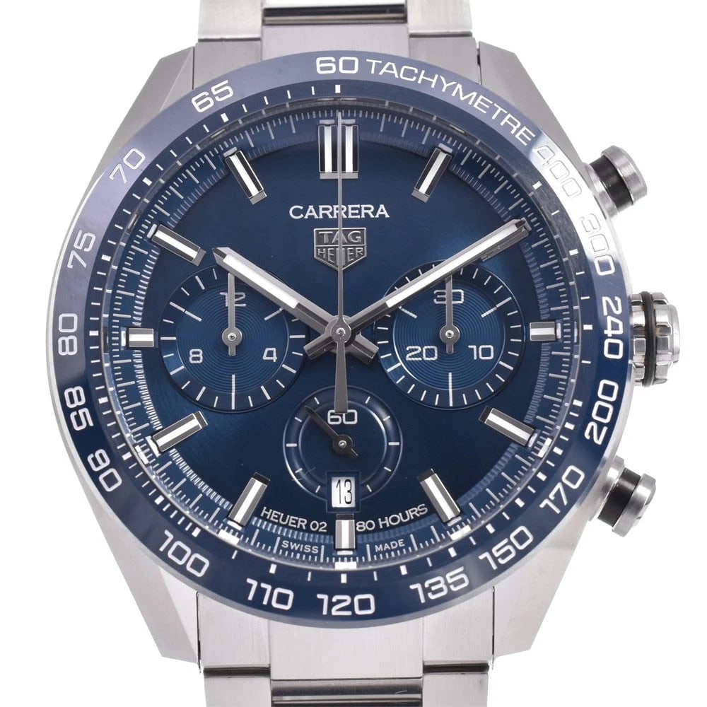TAG HEUER CARRERA DATE WATCH: Tag Heuer Carrera Date Watch Brand: TAG HEUER Type/Style: Wristwatch Material: Band Material Stainless Steel, Case Material Stainless Steel Color: Case Color Silver, Band Color Silver, Dial Color blue