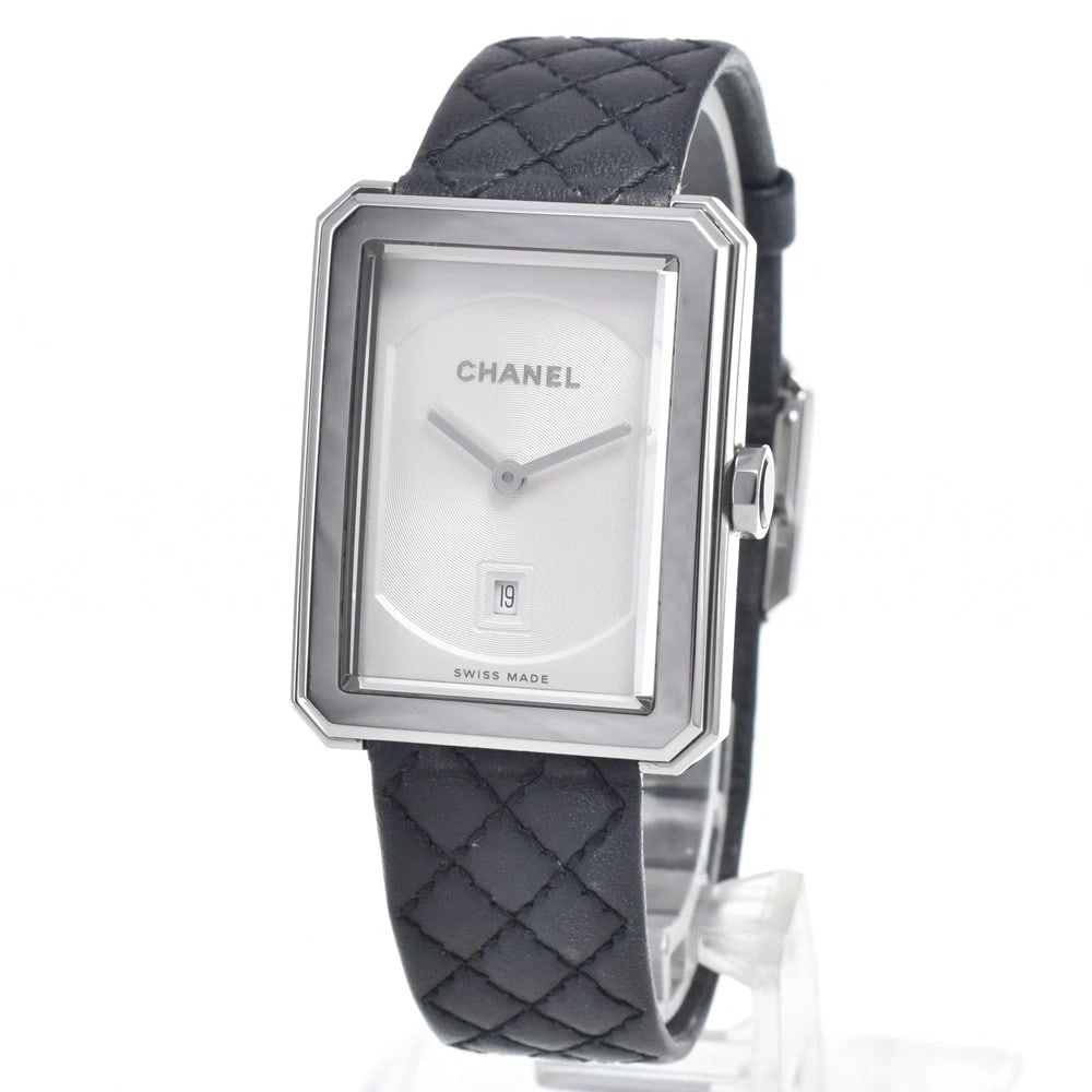 CHANEL DATE OPAL WHITE DIAL QUARTZ WATCH: Chanel Date Opal White Dial Quartz Watch Brand: CHANEL Type/Style: Wristwatch Material: Band Material leather, Case Material Stainless Steel Color: Case Color Silver, Band Color gray, Dial Color Opal 