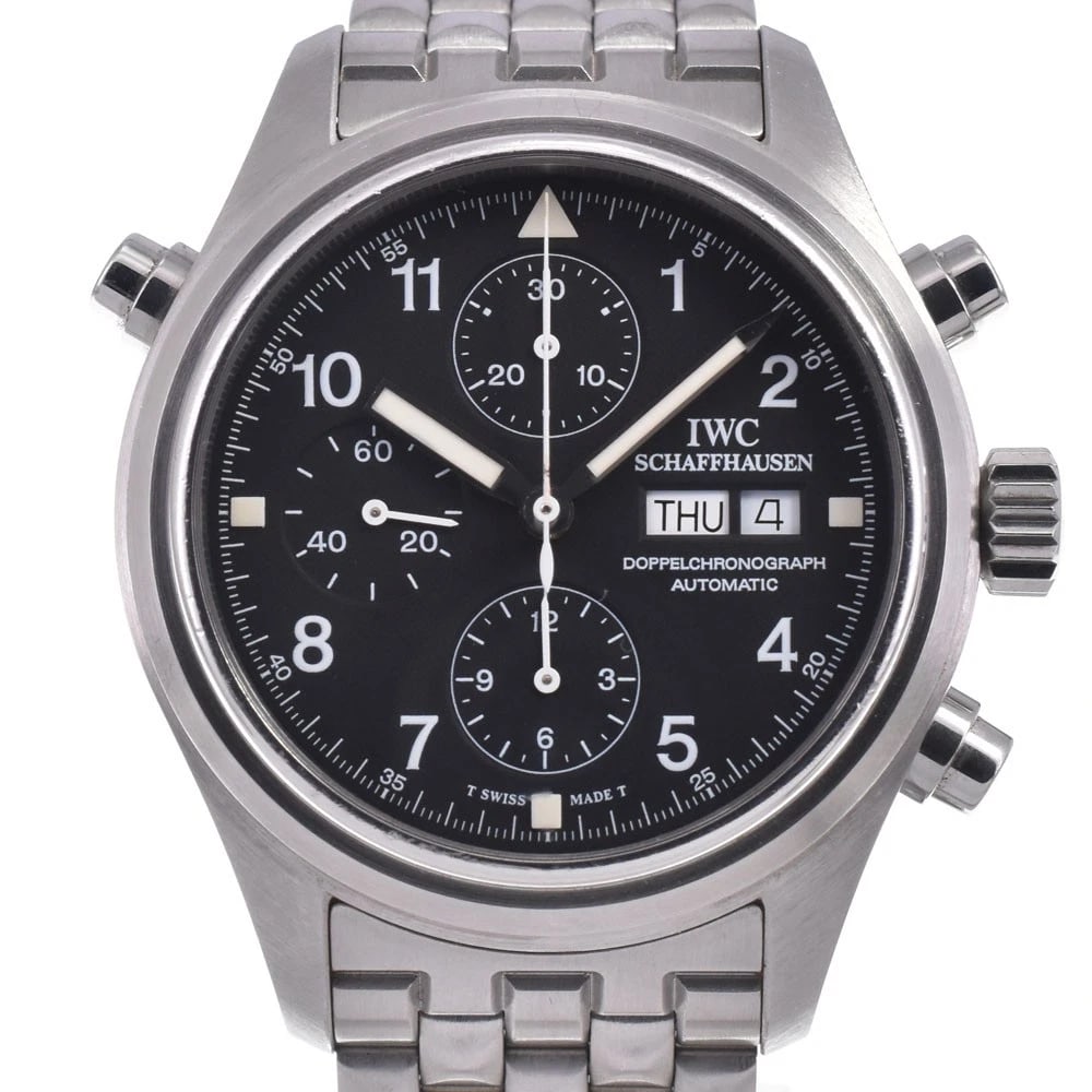 IWC SCHAFFHAUSEN PILOTWATCH DOPPEL CHRONOGRAPH AUTOMATIC WATCH: Iwc Schaffhausen Pilotwatch Doppel Chronograph Automatic Watch Brand: IWC SCHAFFHAUSEN Type/Style: Wristwatch Material: Band Material Stainless Steel, Case Material Stainless Steel Color: Case Color S