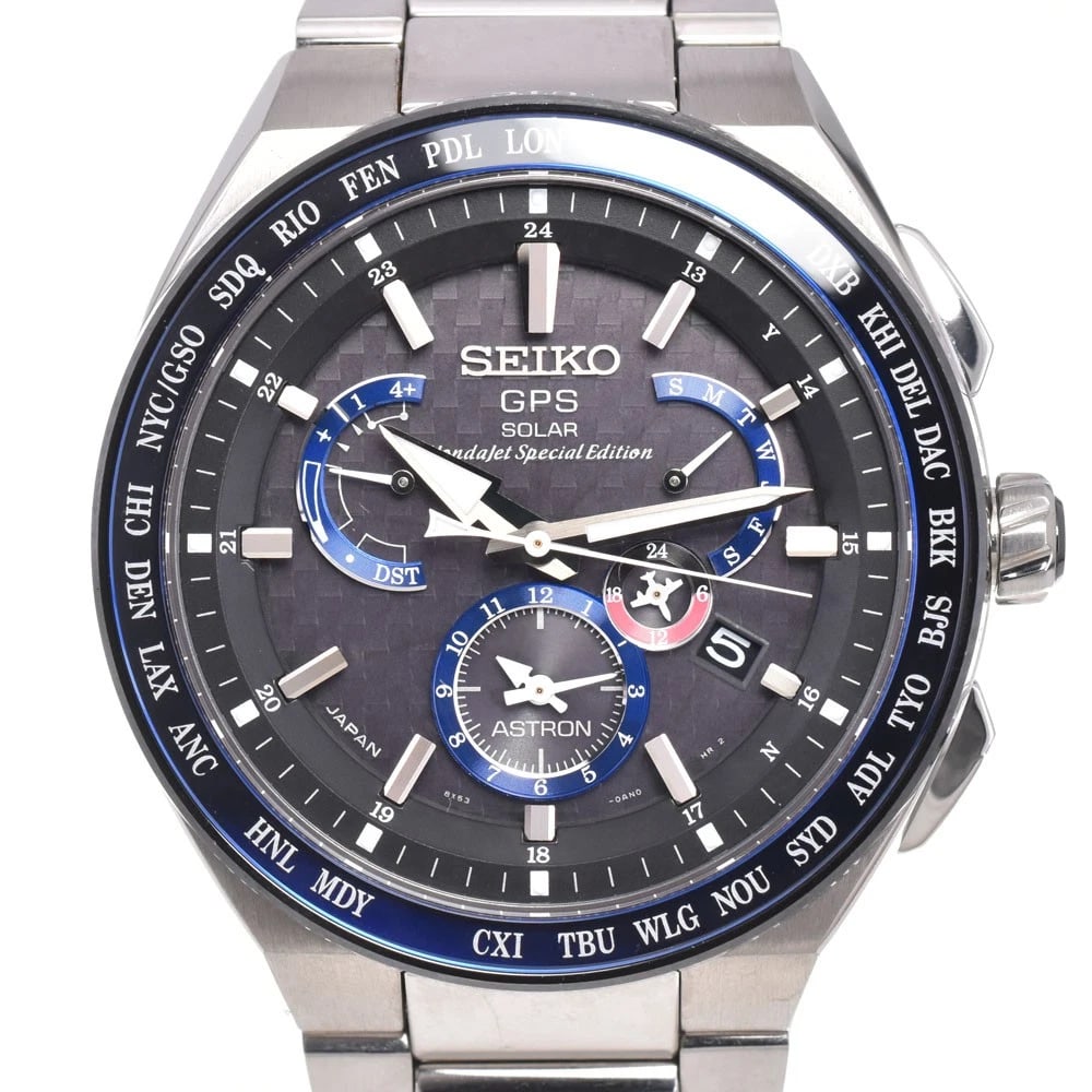 SEIKO ASTRON NAVY DIAL GPS SOLAR WATCH: Seiko Astron Navy Dial Gps Solar Watch Brand: SEIKO Type/Style: Wristwatch Material: Band Material titanium, Case Material Titanium / ceramic Color: Case Color Silver, Band Color Silver, Dial Color Na
