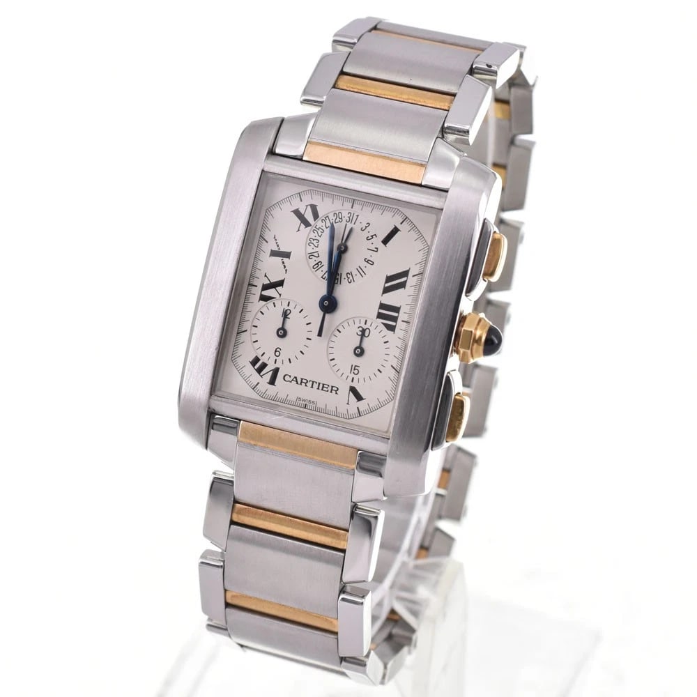 CARTIER TANK FRANCAISE DATE IVORY DIAL QUARTZ WATCH: Cartier Tank Francaise Date Ivory Dial Quartz Watch Brand: CARTIER Type/Style: Wristwatch Material: Band Material Stainless Steel/YG, Case Material Stainless Steel/YG Color: Case Color Silver / Yellow