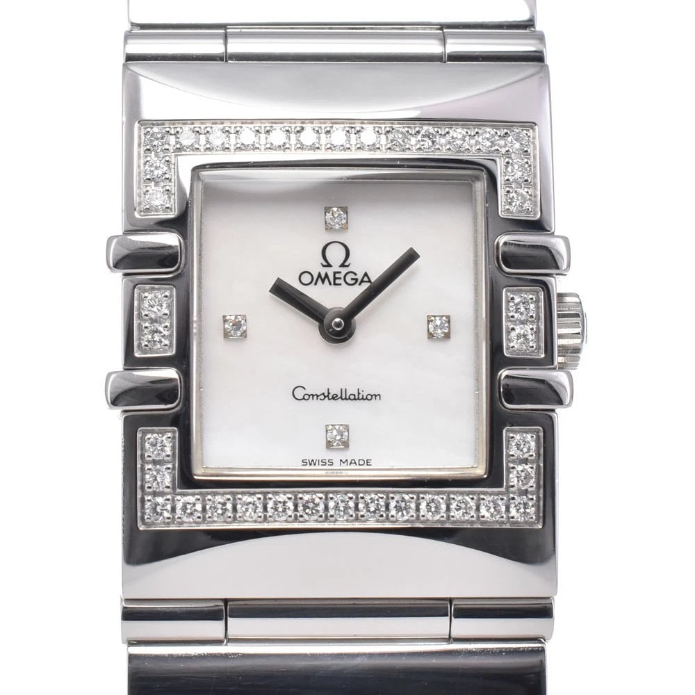 OMEGA CONSTELLATION CARRE QUADRA MINI QUARTZ WATCH: Omega Constellation Carre Quadra Mini Quartz Watch Brand: OMEGA Type/Style: Wristwatch Material: Band Material Stainless Steel, Case Material Stainless Steel Color: Case Color Silver, Band Color Silve