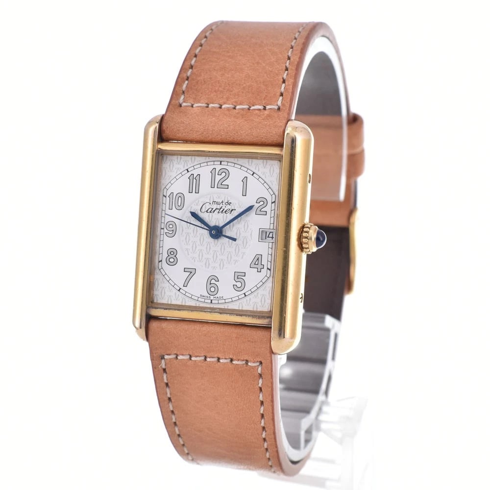 CARTIER MUST TANK DATE WHITE DIAL QUARTZ UNISEX WATCH (1 of 2)