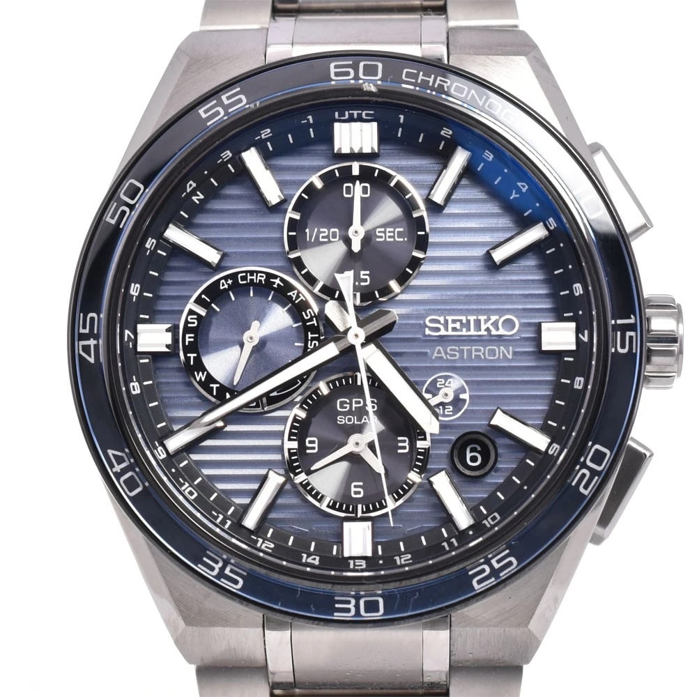 SEIKO ASTRON SOLAR WATCH: Seiko Astron Solar Watch Brand: SEIKO Type/Style: Wristwatch Material: Band Material titanium, Case Material titanium Color: Case Color Silver, Band Color Silver, Dial Color Light blue Size: Case Size