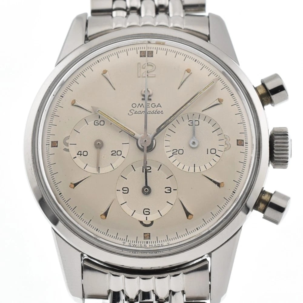 OMEGA SEAMASTER HAND WINDING WATCH: Omega Seamaster Hand Winding Watch Brand: OMEGA Type/Style: Wristwatch Material: Band Material Stainless Steel, Case Material Stainless Steel Color: Case Color Silver, Band Color Silver, Dial Color