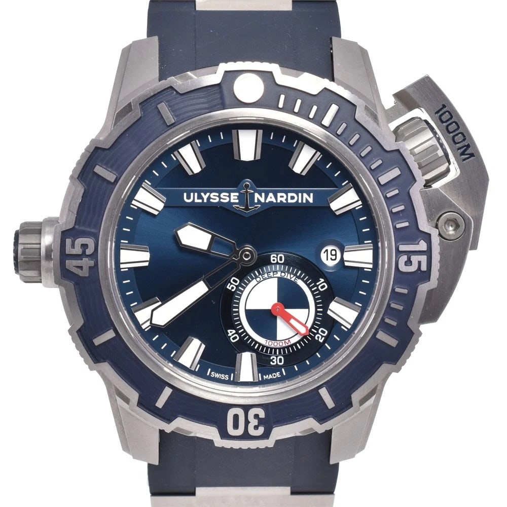 ULYSSE NARDIN DIVER DEEP DIVE AUTOMATIC WATCH: Ulysse Nardin Diver Deep Dive Automatic Watch Brand: Ulysse Nardin Type/Style: Wristwatch Material: Band Material rubber, Case Material Stainless Steel Color: Case Color Silver, Band Color blue, Dial