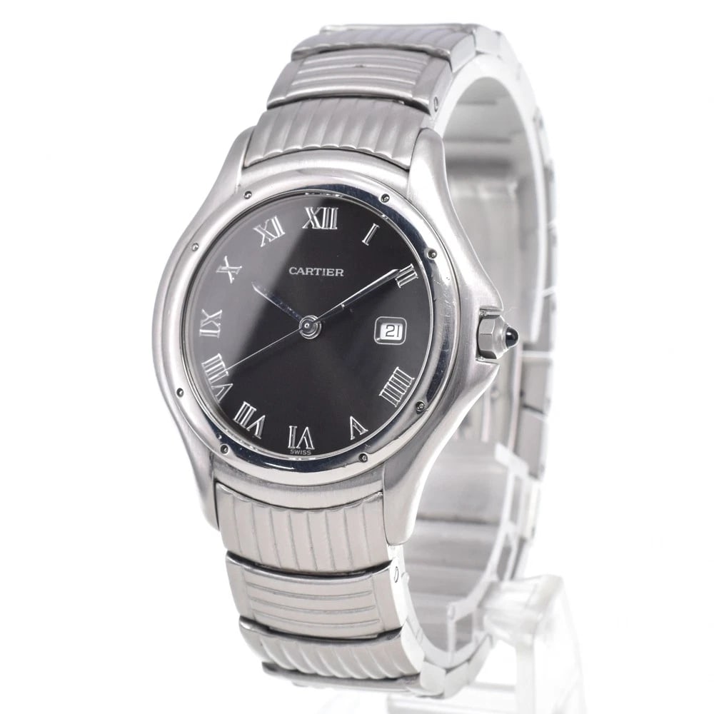 CARTIER PANTHERE COUGAR BLACK DIAL QUARTZ UNISEX WATCH: Cartier Panthere Cougar Black Dial Quartz Unisex Watch Brand: CARTIER Type/Style: Wristwatch Material: Band Material Stainless Steel, Case Material Stainless Steel Color: Case Color Silver, Band