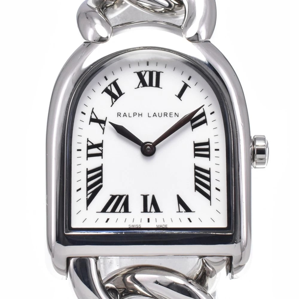 RALPH LAUREN STIRRUP PETIT WHITE DIAL QUARTZ WATCH: Ralph Lauren Stirrup Petit White Dial Quartz Watch Brand: RALPH LAUREN Type/Style: Wristwatch Material: Band Material Stainless Steel, Case Material Stainless Steel Color: Case Color Silver, Band