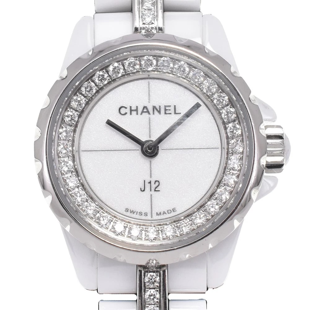 CHANEL DIAMOND WHITE DIAL QUARTZ WATCH: Chanel Diamond White Dial Quartz Watch Brand: CHANEL Type/Style: Wristwatch Material: Band Material Ceramic / Stainless Steel, Case Material Ceramic / Stainless Steel Color: Case Color White / Silver,