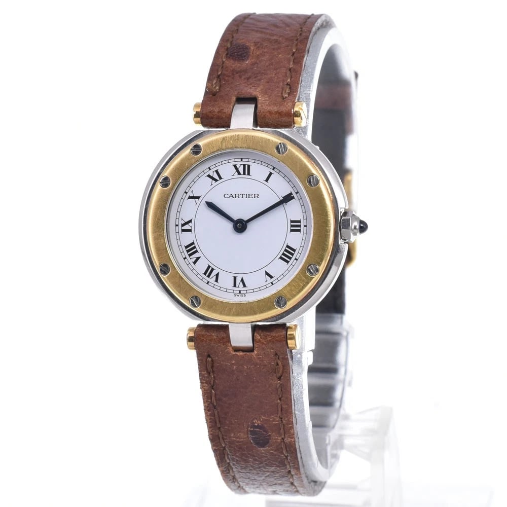 CARTIER SANTOS ROUND SM STAINLESS STEEL/K18YG QUARTZ WATCH: Cartier Santos Round Sm Stainless Steel/K18Yg Quartz Watch Brand: CARTIER Type/Style: Wristwatch Material: Band Material leather, Case Material Stainless Steel/K18YG Color: Case Color Silver / Gold,