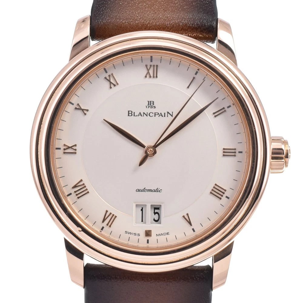 BLANCPAIN VILLERET K18RG DOUBLE WINDOW AUTOMATIC WATCH: Blancpain Villeret K18Rg Double Window Automatic Watch Brand: Blancpain Type/Style: Wristwatch Material: Band Material leather, Case Material K18RG Color: Case Color Rose gold, Band Color Brown, Dial 