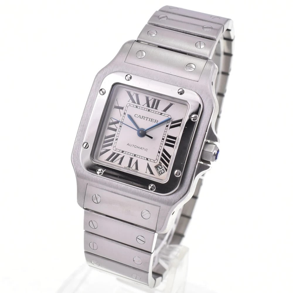 CARTIER SANTOS GALVE DATE SILVER DIAL AUTOMATIC WATCH: Cartier Santos Galve Date Silver Dial Automatic Watch Brand: CARTIER Type/Style: Wristwatch Material: Band Material Stainless Steel, Case Material Stainless Steel Color: Case Color Silver, Band Color 