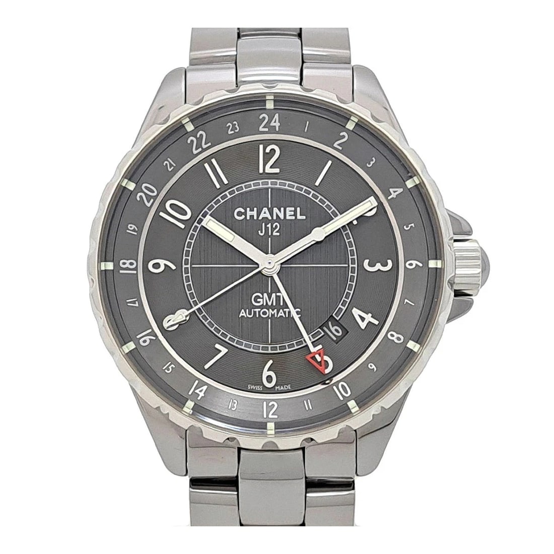 CHANEL GRAY WATCH: Chanel Gray Watch Brand: CHANEL Type/Style: Wristwatch Material: Band Material Titanium Ceramic Case Material N/A Color: Dial Color Size: Wrist Size 17.5cm Case Size 41mm Accessories: None
