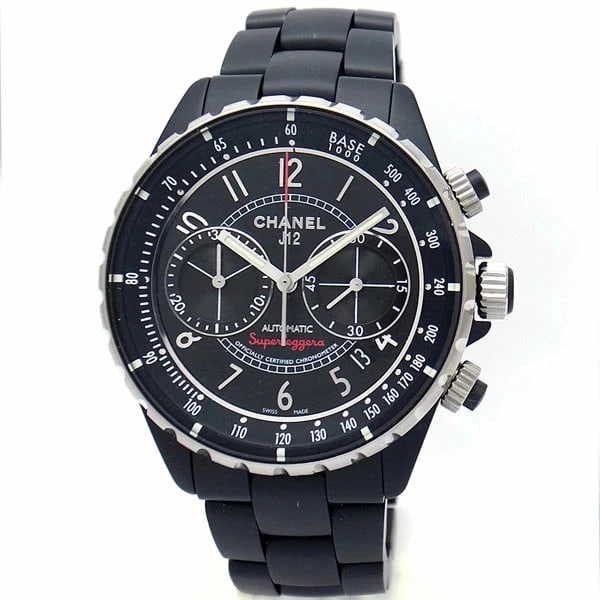 CHANEL J12 BLACK WATCH: Chanel J12 Black Watch Brand: CHANEL Type/Style: Wristwatch Material: Case Material N/A Band Material N/A Color: Dial Color Black Size: Case Size 41mm Accessories: None Accessories Notice: When