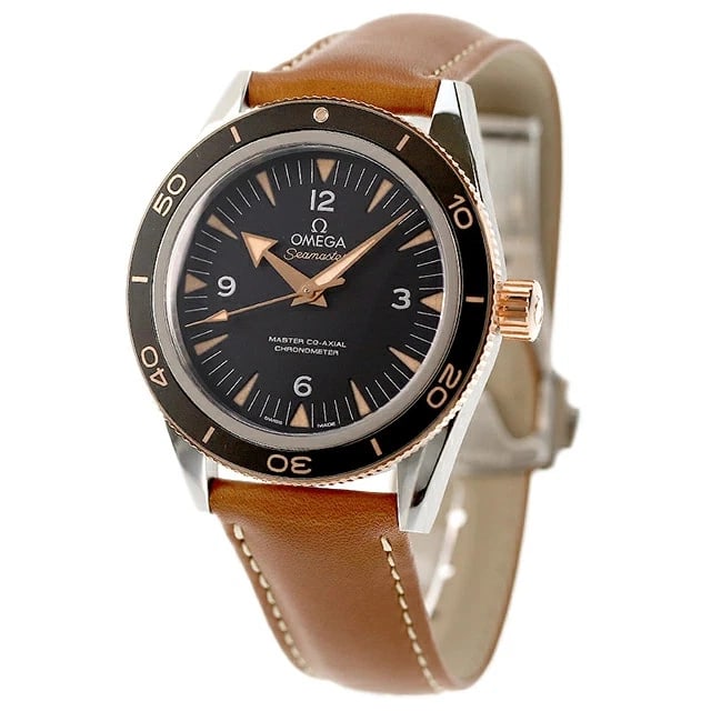 OMEGA SEAMASTER BLACK GOLD WATCH: Omega Seamaster Black Gold Watch Brand: OMEGA Type/Style: Wristwatch Material: Band Material Leather Case Material Stainless Steel Color: Dial Color Case Color Silver Band Color Brown Dial Color Black