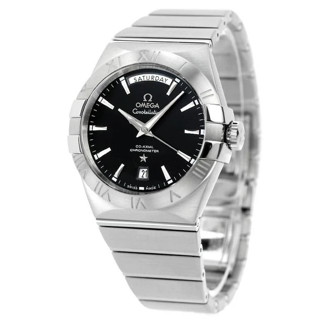 OMEGA CONSTELLATION BLACK WATCH: Omega Constellation Black Watch Brand: OMEGA Type/Style: Wristwatch Material: Band Material Stainless Steel Color: Dial Color Black Size: Case Size 38 mm Accessories: None Accessories Notice: When