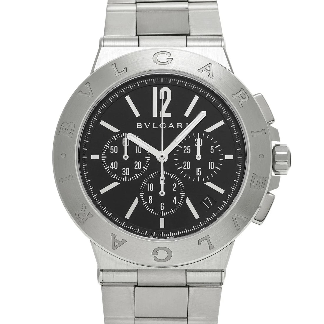 BULGARI DIAGONO VELOCISSIMO BLACK WATCH: Bulgari Diagono Velocissimo Black Watch Brand: BULGARI Type/Style: Wristwatch Material: Band Material Stainless Case Material Sapphire Crystal Color: Dial Color Black Size: Wrist Size 21cm Case Size