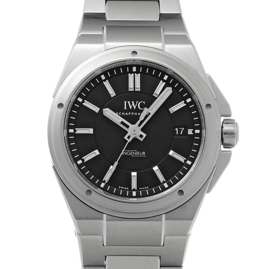 IWC INGENIEUR AUTOMATIC BLACK WATCH: Iwc Ingenieur Automatic Black Watch Brand: IWC Type/Style: Wristwatch Material: Band Material Stainless Case Material Sapphire Crystal Color: Dial Color Black Size: Wrist Size 18.5cm Case Size 39 x