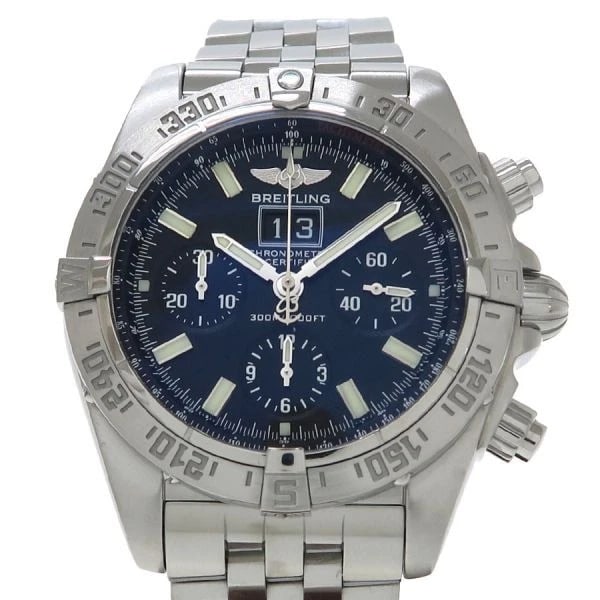 BREITLING CHRONOMAT BLACK WATCH: Breitling Chronomat Black Watch Brand: BREITLING Type/Style: Wristwatch Material: Band Material Ss Stainless Steel Case Material N/A Color: Dial Color Size: Wrist Size 19.5cm Case Size 44mm