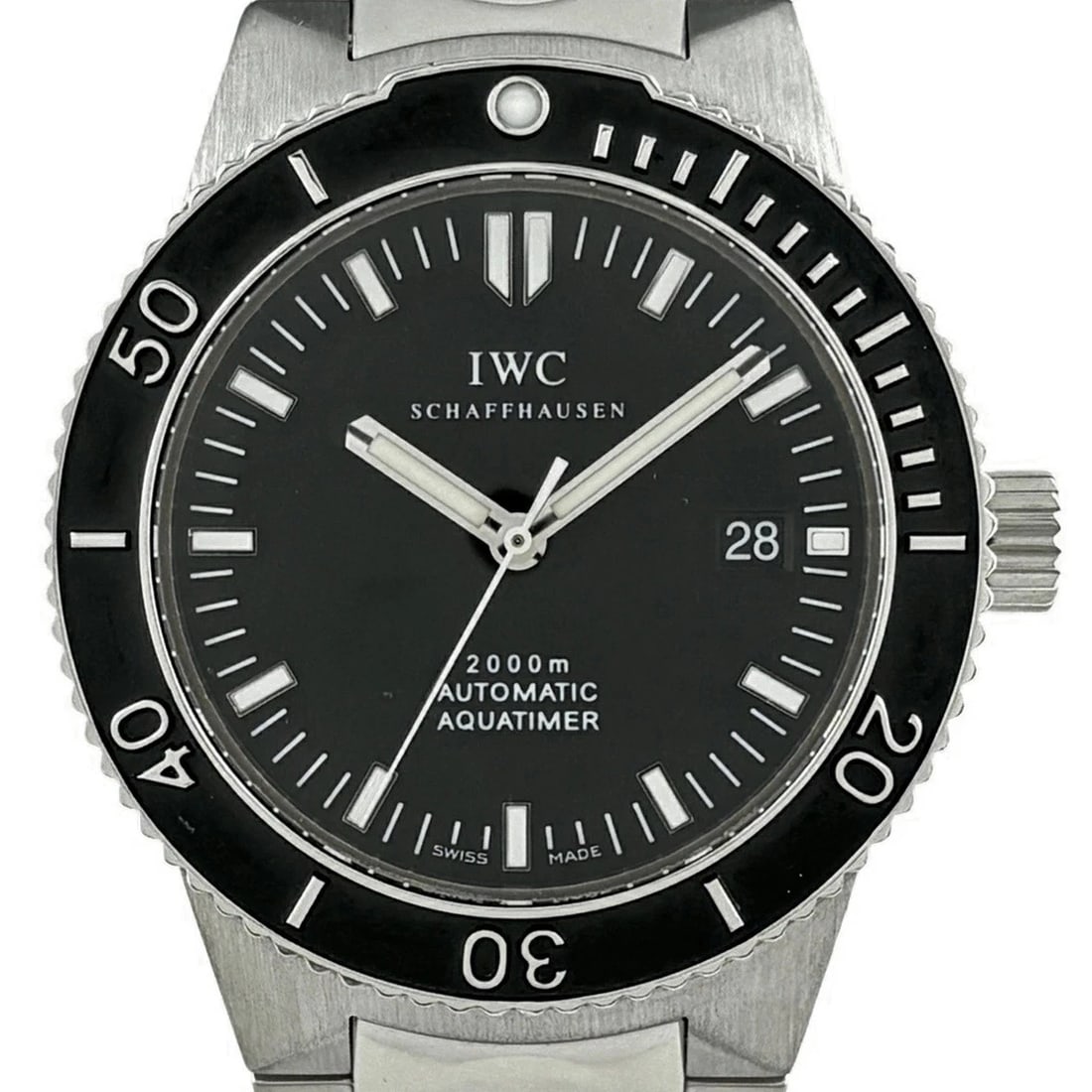 IWC AQUATIMER BLACK WATCH: Iwc Aquatimer Black Watch Brand: IWC Type/Style: Wristwatch Material: Band Material Ss Case Material Sapphire Crystal Color: Dial Color Black Size: Wrist Size 19.5cm Case Size 42mm Accessories: None