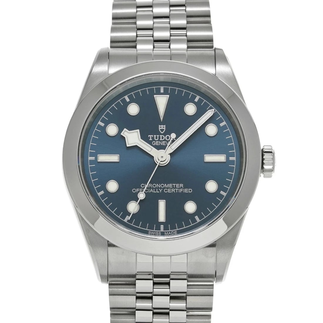 TUDOR BLACK BLUE WATCH: Tudor Black Blue Watch Brand: TUDOR Type/Style: Wristwatch Material: Band Material Stainless Case Material Sapphire Crystal Color: Dial Color Blue Size: Wrist Size 19cm Case Size 39 x 39 mm