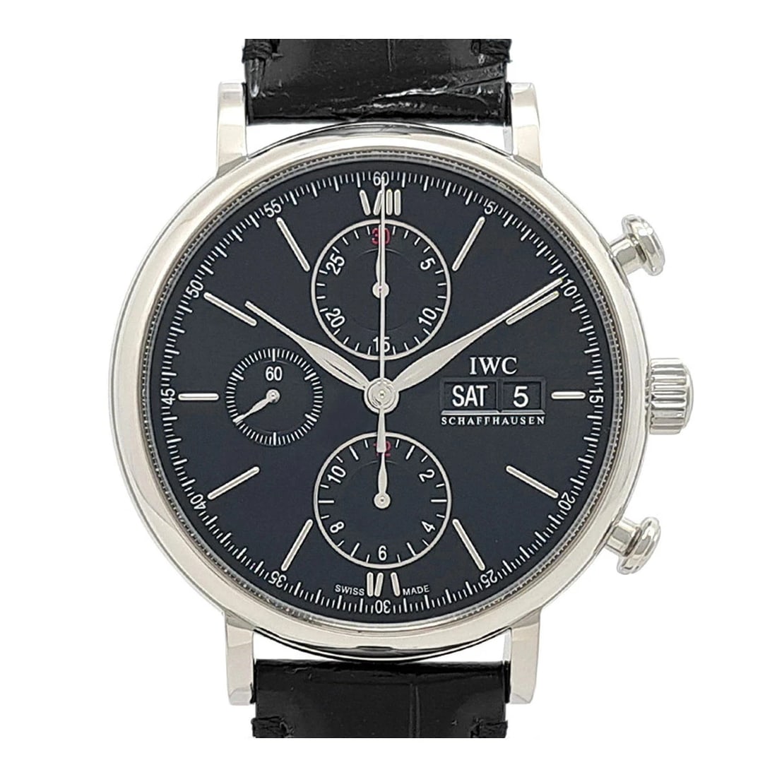 IWC BLACK WATCH: Iwc Black Watch Brand: IWC Type/Style: Wristwatch Material: Case Material N/A Band Material Stainless Steel Color: Dial Color Black Size: Wrist Size 16.5cm?21cm Case Size 42mm Accessories: None