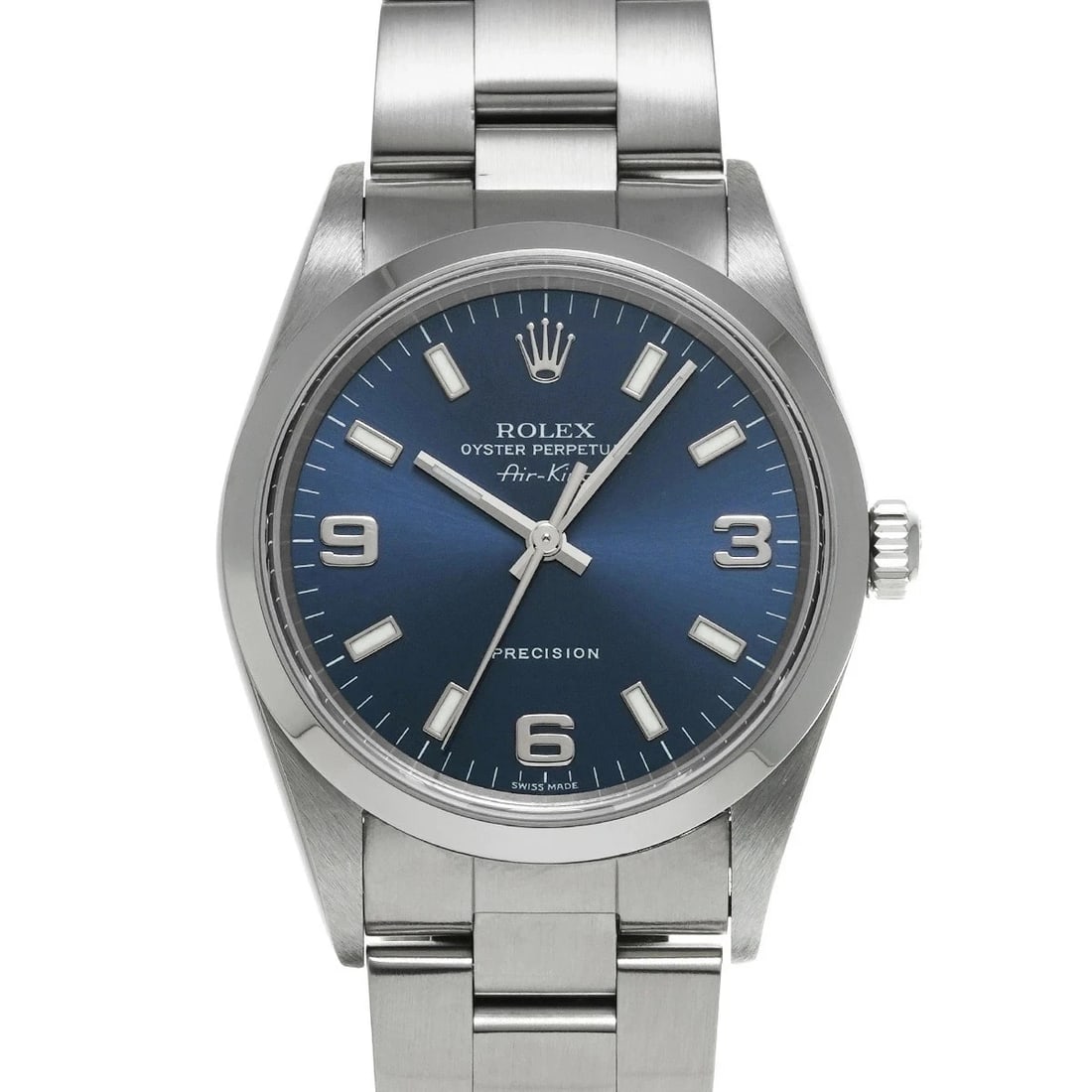ROLEX AIR KING BLUE WATCH: Rolex Air King Blue Watch Brand: ROLEX Type/Style: Wristwatch Material: Band Material Stainless Case Material Sapphire Crystal Color: Dial Color Blue Size: Wrist Size 18cm Case Size 34x34mm