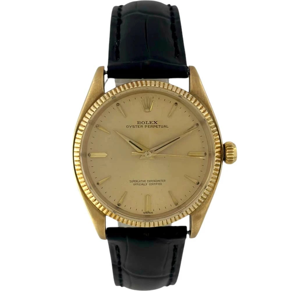 ROLEX OYSTER PERPETUAL YELLOW WATCH: Rolex Oyster Perpetual Yellow Watch Brand: ROLEX Type/Style: Wristwatch Material: Case Material N/A Band Material N/A Color: Dial Color Yellow Size: Case Size 33mm Accessories: None Access