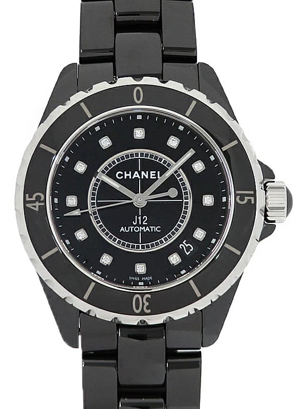 CHANEL J12 BLACK CERAMIC DIAMOND WATCH: Chanel J12 Black Ceramic Diamond Watch Brand: CHANEL Type/Style: Wristwatch Material: Case Material N/A Band Material N/A Color: Dial Color Black Size: Wrist Size 18cm Case Size 38mm Accessories: