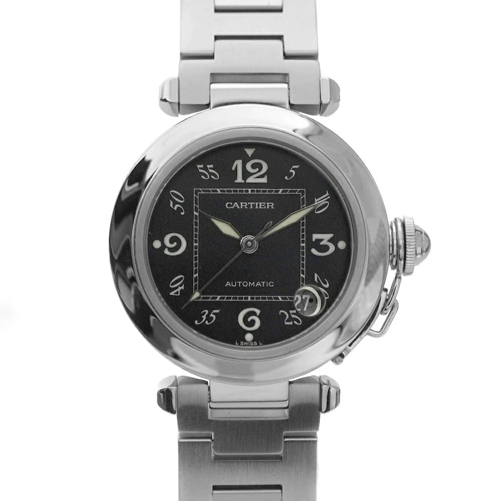 CARTIER PASHA BLACK WATCH: Cartier Pasha Black Watch Brand: CARTIER Type/Style: Wristwatch Material: Case Material N/A Band Material N/A Color: Dial Color Black Size: Wrist Size 14.0cm Case Size 35mm Accessories: None