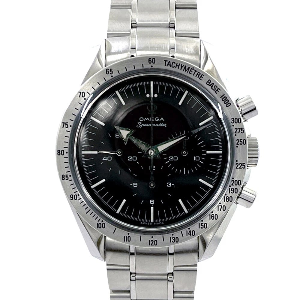 OMEGA SPEEDMASTER BLACK WATCH: Omega Speedmaster Black Watch Brand: OMEGA Type/Style: Wristwatch Material: Case Material Plastic Windshield Band Material NA Color: Dial Color Black Size: Case Size 40mm Accessories: None